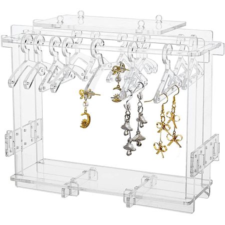 SUPERFINDINGS 1 Set Earring Display Stand Holder Acrylic Earring Organizer Holder Rack Transparent Jewelry Display Stand with 8pcs Coat Hangers for Women Girls