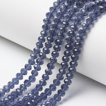 ARRICRAFT Glass Beads Strands, Faceted, Rondelle, Slate Blue, 6x5mm, Hole: 1mm, about 92~94pcs/strand, 17~17.5 inches(42.5~43.75cm)