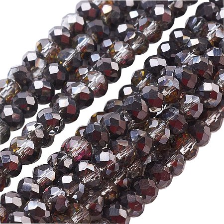 NBEADS 10 Strands Half Plated Black Electroplate Faceted Abacus Glass Beads Strands with 3x2mm,Hole: 1mm,about 100pcs/strand