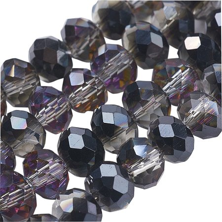 NBEADS 10 Strands Electroplate Glass Faceted Abacus Beads for Jewelry Making￡¨Black