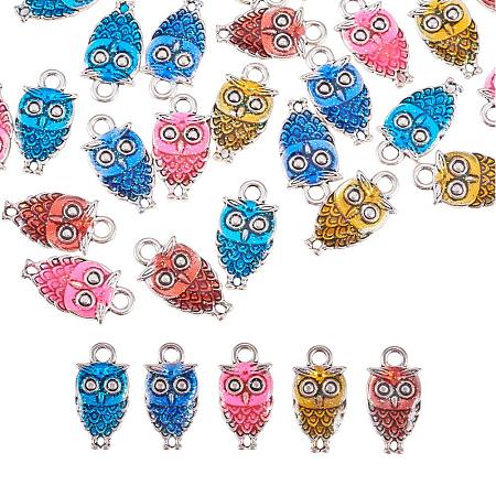 PandaHall Elite 30pcs 6 Color Owl Charms Pendants Alloy Owl Enamel Dangle Charms Pendants for Halloween Decorations Jewelry Making