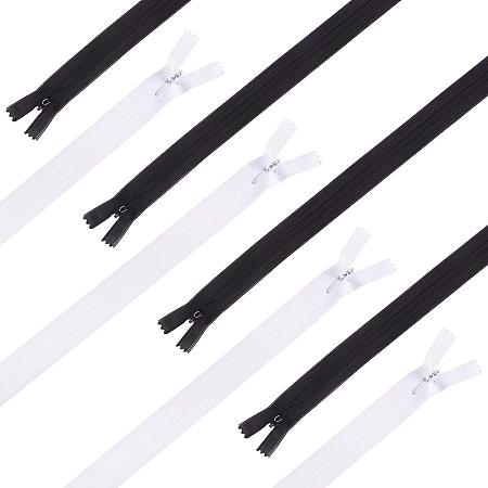 BENECREAT 60PCS 12/16/20 Inch Invisible Nylon Coil Zippers Bulk Tailor Sewer Craft Tool for Tailor Sewing Crafts - White and Black