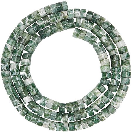 Arricraft Natural Stone Heishi Beads 149~171pcs, 4x2mm Disc Stone Beads, Flat Round Gemstone Loose Beads for for Jewelry Making Bracelet Earrings Necklace- Natural Green Spot Jasper