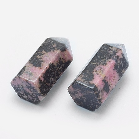 Honeyhandy Natural Rhodonite Pointed Beads, Undrilled/No Hole Beads, Bullet, 33~35x16~17x14.5~15mm