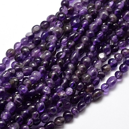 Honeyhandy Natural Amethyst Nuggets Beads Strands, Tumbled Stone, 5~10x6~7x3~7mm, hole: 1mm, about 14.9 inch~15.7 inch