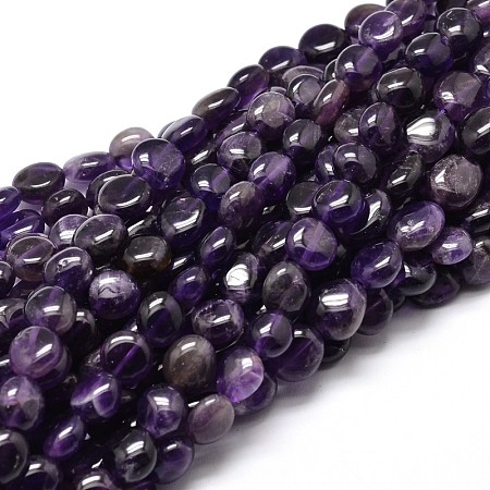 Honeyhandy Nuggets Natural Amethyst Beads Strands, Tumbled Stone, 9~12x8~13x5~7mm, Hole: 1mm, about 15.3 inch~15.7 inch