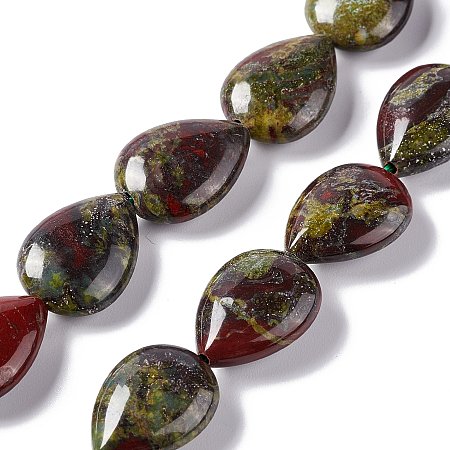 Honeyhandy Natural Dragon Blood Beads Strands, Teardrop, 18~19x13~14x7.5~8mm, Hole: 1.2mm, about 22pcs/strand, 15.35''~15.75''(39~40cm)