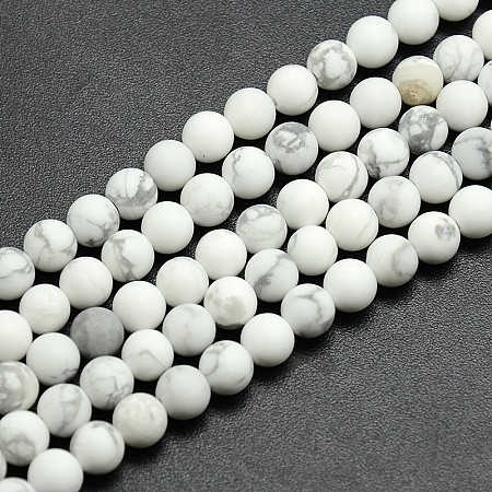 Honeyhandy Frosted Howlite Round Bead Strands, 10mm, Hole: 1mm, about 37~39pcs/strand, 14.9~15.6 inch