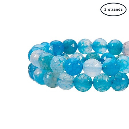 PandaHall Elite 8mm Turquoise Faceted Agate Gemstone Gem Loose Beads Round Faceted Bead Strands Jewelry Making (2 Strand, About 47pcs/Strand)