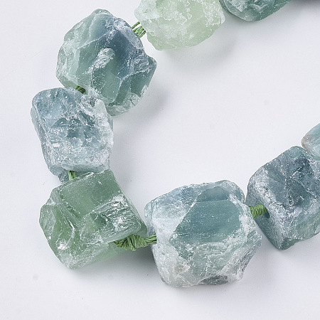 Honeyhandy Natural Fluorite Beads Strands, Nuggets, 10~27x17~33x17~33mm, Hole: 3mm, about 12~15pcs/strand, 15.7 inch