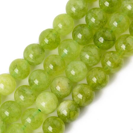 ARRICRAFT Natural Chalcedony Beads Strands, Dyed & Heated, Imitation Peridot, Round, Yellow Green, 8~8.5mm, Hole: 1.2mm, about 48pcs/strand, 15.35 inches(39cm)