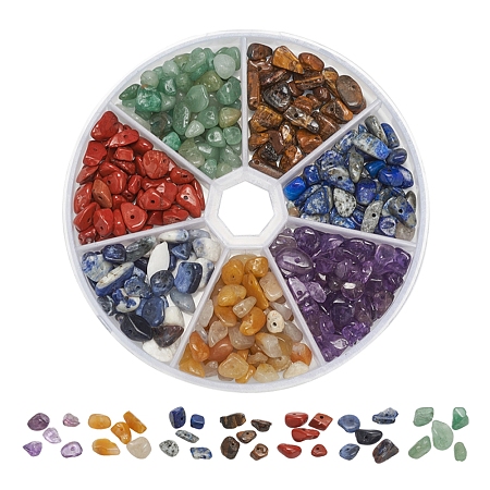 ARRICRAFT 101.5G 7 Colors Natural Mixed Gemstone Beads, Chip, 5~14x4~10x3~6mm, 14.5g/color