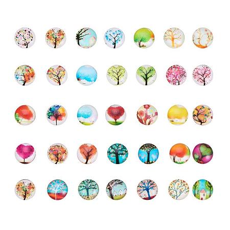 ARRICRAFT 1 Box(About 200pcs) 12mm Mixed Color Printed Half Round/Dome Glass Cabochons for Jewelry Making (Tree of Life)