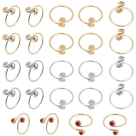 Arricraft 40 Pcs Blank Ring Settings, Real 18K Gold Plated Ring Blank Adjustable Finger Ring for Rings Jewelry Making,2 Colors