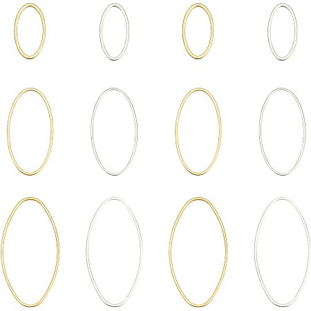 OLYCRAFT 240pcs Open Bezel Pendant Charm Hollow Frame Pendant Blanks Oval Earring Charms Oval Brass Rings Open Bezel for Earrings Making DIY Jewelry UV Resin Crafts - Golden & Silver Plated