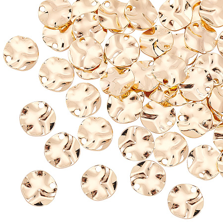 PandaHall Elite 50Pcs 18K Gold Plated Round Charms Stamping Blanks Round Disc Tag Brass Pendants Bulk Flat Coin Charms Wavy Style for Jewelry Making Charms Bracelets Necklaces Crafts Supplies