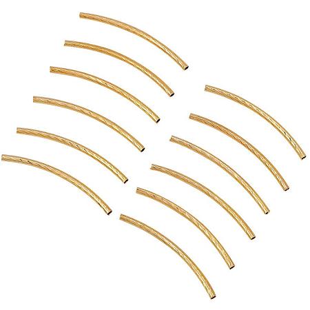 PandaHall Elite 200pcs 35mm Curved Noodle Tube Spacer Beads Golden Sleek Twist Curved Long Tube Beads for DIY Jewelry Making, 1mm Hole