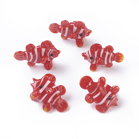 Honeyhandy Home Decorations, Handmade Lampwork Display Decorations, Tropical Fish, Red, 27~31x13~15x24~27mm