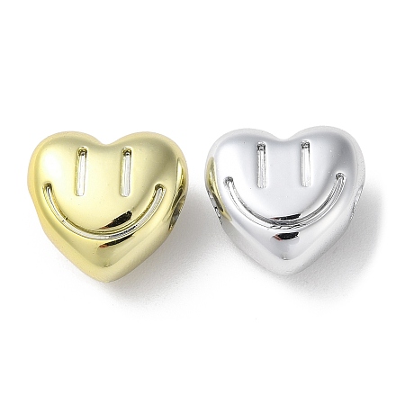 UV Plating Acrylic Beads, Horizontal Hole, Heart with Smiling Face, Mixed Color, 16.5x17.5x9.5mm, Hole: 3.5mm