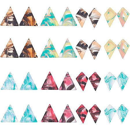 NBEADS 32 Pcs 8 Colors Acrylic Pendants, Kite Triangle Dangle Charms Earrings Craft Supplies for DIY Jewelry Earring Necklace Making