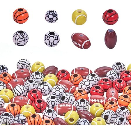 PandaHall Elite 320pcs Plastic Sport Ball Bead Assortment - Crafts for Kids and Fun Home Activities