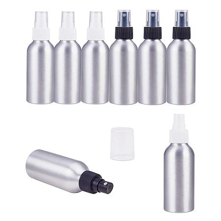 PandaHall Elite 8 Pack 2 Color 4-Ounce (120ml) Aluminum Fine Mist Spray Bottles Platinum Metal Atomizer Bottles for Travel, Storage