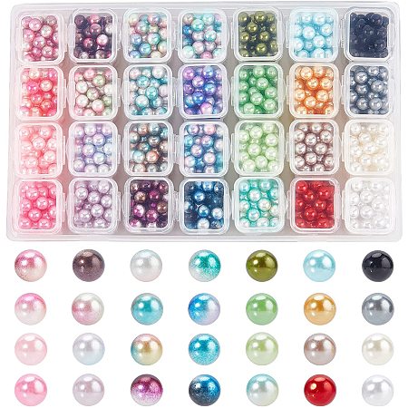 OLYCRAFT 1120pcs Imitation Pearl Beads Bulk Rainbow Acrylic Beads No Hole Faux ABS Pearls Beads Mermaid Round ABS Pearls Resin Filler Beads for Jewelry Making Wedding Party Decoration