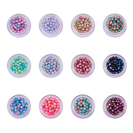 PandaHall Elite About 1200pcs 12 Color 4mm No Holes/Undrilled Imitated Pearl Beads for Vase Fillers, Wedding, Party, Home Decoration