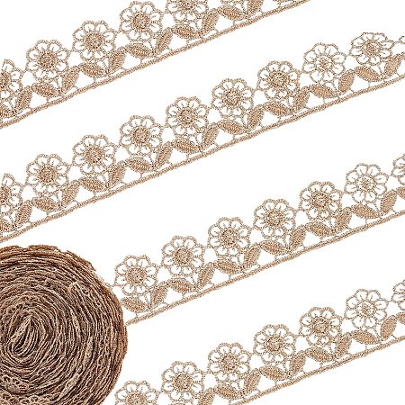 arricraft 10 Yards Lace Trim Ribbon, Flower Metallic Yarn Ribbons Embroidery Sewing Lace for DIY Decoration Clothes Embroidery