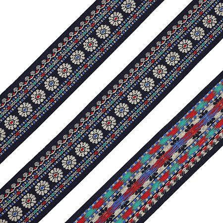 SUPERFINDINGS 10 Yards Vintage Jacquard Ribbon Trim 1-3/4 inch(46mm) Sewing Jacquard Trim with Flower Pattern Thick Embroidered Lace Ribbon Trim Ethnic Embroidery Lace Trim for Clothing