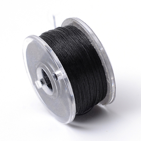 Honeyhandy Special Coated Polyester Beading Threads for Seed Beads, Black, 0.1mm, about 50yards/roll