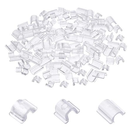 NBEADS 150 Pcs Paste Buckle for Hair Band, Transparent 3 Sizes Plastic Hair Tie Fixed Glue Buckles DIY Hair Band Bow Headwear Accessories