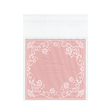 Honeyhandy Rectangle OPP Cellophane Bags, Pink, 13.6x10.1cm, Unilateral Thickness: 0.035mm, Inner Measure: 9.9x10.1cm, about 95~100pcs/bag