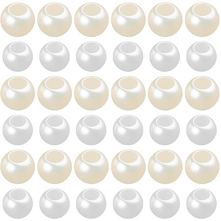 NBEADS 200 Pcs Acrylic European Beads, Imitation Pearl Large Hole European Beads Rondelle Spacer Beads for Jewelry Making