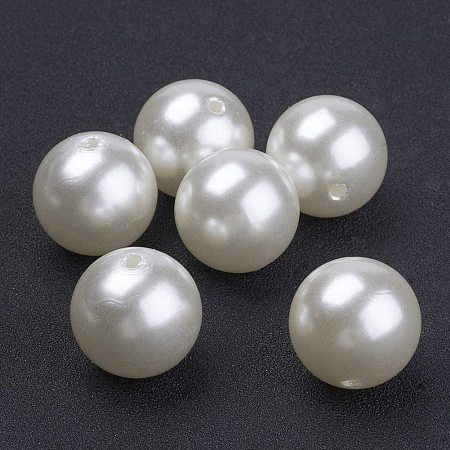 ARRICRAFT 500g 20mm Imitated Pearl Acrylic Beads Round Ivory Loose Ball Beads for Jewelry Making, About 120pcs/500g