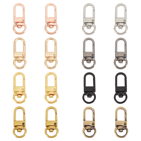 PandaHall Elite Key Chain Clips, 16pcs 8 Colors Swivel Clasps 1.2x0.5 Lobster Claw Clasps Zinc Alloy Lanyard Snap Hooks Spring Clasp for Home Car Key Ring Wristlet Purse Chain Charm Earbud Case Strap