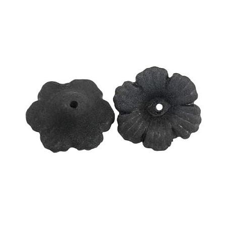 ARRICRAFT Transparent Acrylic Beads, Frosted, Flower, Black, 11x4.5mm, Hole: 1mm; About 3800pcs/500g, The Wholesale of PL561