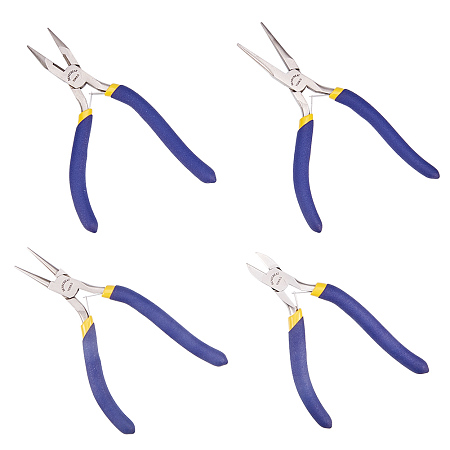 BENECREAT 4-Piece Precision Comfort Jewelry Pliers Set for Jewelry Making - Long Nose with Cutter/Round Nose/Long Nose/Side Cutting Pliers