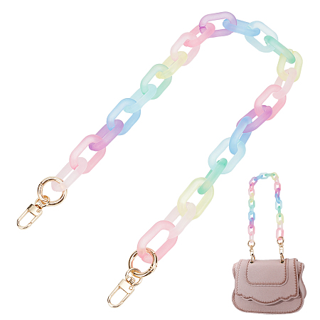 WADORN Colorful Acrylic Purse Chain Strap, 25.2 Inch Resin Handbag Handle Chain Replacement Rainbow Short Shoulder Strap Extender with Gold Clasps DIY Crossbody Bag Charms Decoration Accessories
