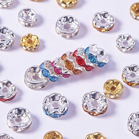 NBEADS 500pcs 5mm-8mm Mixed Color Brass Czech Crystal Round Wavy Rondelle Spacer Beads Charms for Jewelry Making