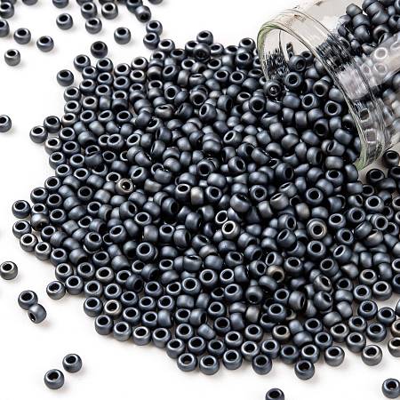 TOHO Round Seed Beads, Japanese Seed Beads, (612) Matte Color Gun Metal, 8/0, 3mm, Hole: 1mm, about 222pcs/bottle, 10g/bottle