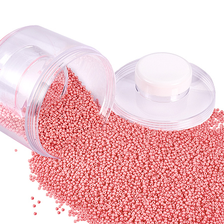 PandaHall Elite About 10000 Pcs 12/0 Glass Seed Beads Opaque Pink Round Pony Bead Mini Spacer Beads Diameter 2mm with Container Box for Jewelry Making