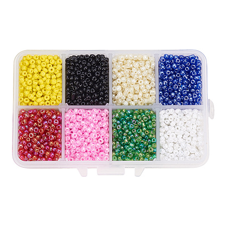 Arricraft 1 Box 8/0 Glass Seed Beads Round  Loose Spacer Beads, Mixed Color, 3mm, Hole: 1mm, about 4200pcs/box
