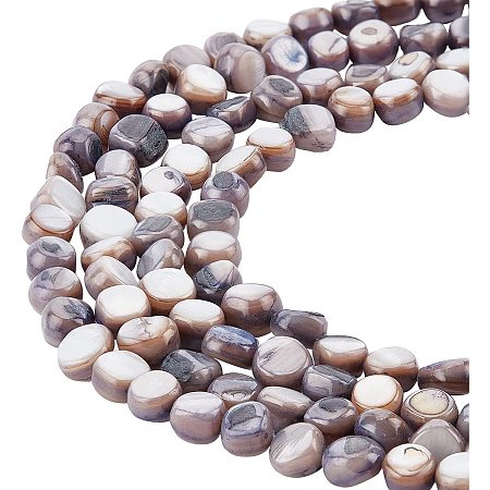 CHGCRAFT 5 Strands Natural Coin Flat Round Shell Spacers Beads Strands Drawbench Smooth Sea Pearl Shell Loose Coin Beads Spacers for DIY Earrings Necklaces Jewelry Making