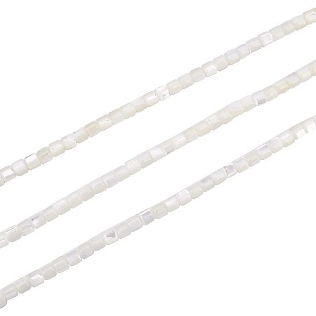 SUPERFINDINGS 3 Strands Natural Trochus Shell Beads Strands About 345Pcs Trochid Shell Beading Beads 3.5x3.5mm Bleach Colimn Loose Beads for Jewelry Making,Hole:1mm