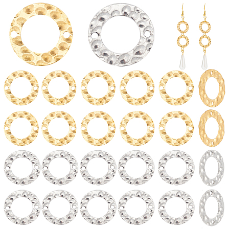 PandaHall Elite 60pcs Linking Rings, 15mm Jewelry Connector Rings 304 Stainless Steel Circle Pendant Charm Links for Necklaces Bracelets Jewelry DIY Crafts Making, Golden/Stainless Steel