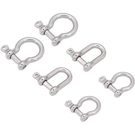 UNICRAFTALE About 60Pcs 3 Sizes 304 Stainless Steel D-Ring Anchor Shackle Clasps Bracelet Shackle Buckle Leather Keychain Accessories for DIY Dog Leash Bracelet Keychain Survival Bracelet