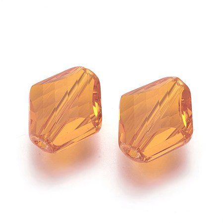 Honeyhandy Imitation Austrian Crystal Beads, Grade AAA, Faceted, Rhombus, Orange, 14~14.5x12x5~7mm, Hole: 0.9~1mm