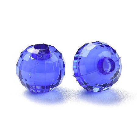 Honeyhandy Transparent Acrylic Beads, Bead in Bead, Faceted, Round, Medium Blue, 10mm, Hole: 2mm, about 1040pcs/500g