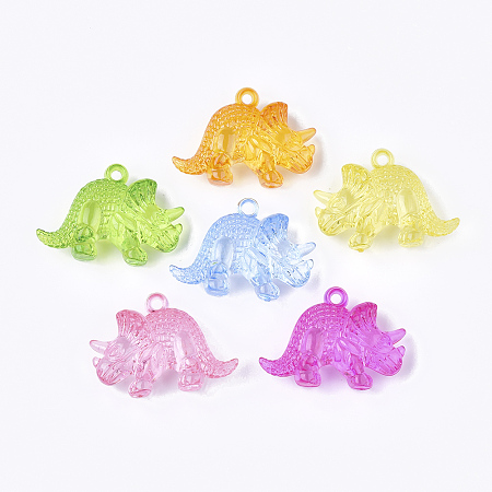 Honeyhandy Transparent Acrylic Pendants, Rhinoceros, Mixed Color, 32x45x15mm, Hole: 3mm, about 64pcs/500g